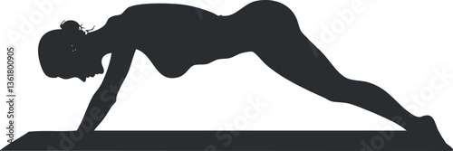 Silhouette of a woman in yoga pose, ideal for fitness and wellness themes.