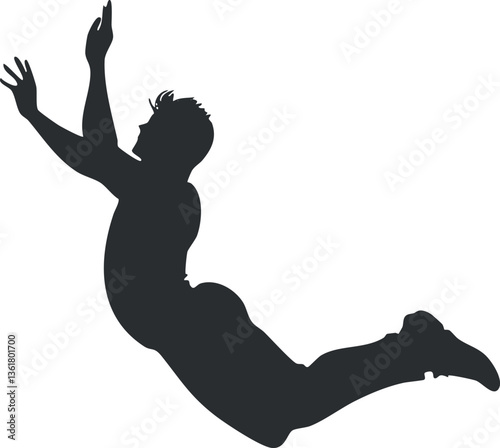 Silhouette of a jumping man in dynamic pose for creative designs.