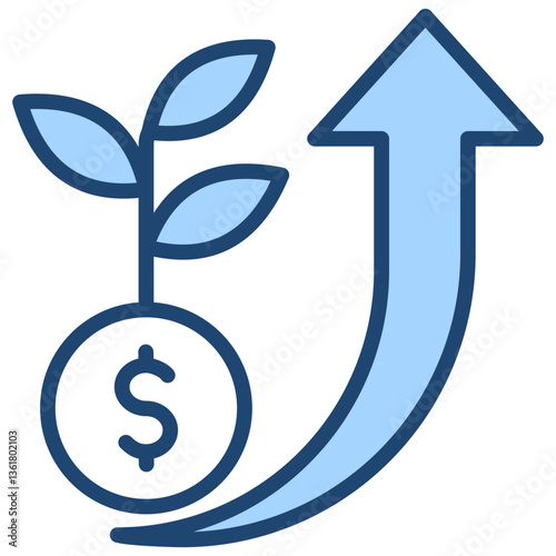 Investment Development Icon Lineal Blue Style