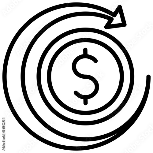 Reinvestment Income Icon Lineal Syle