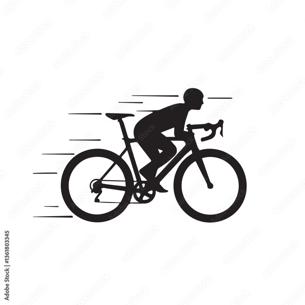 Fototapeta premium Cycling silhouette vector man riding a bike
