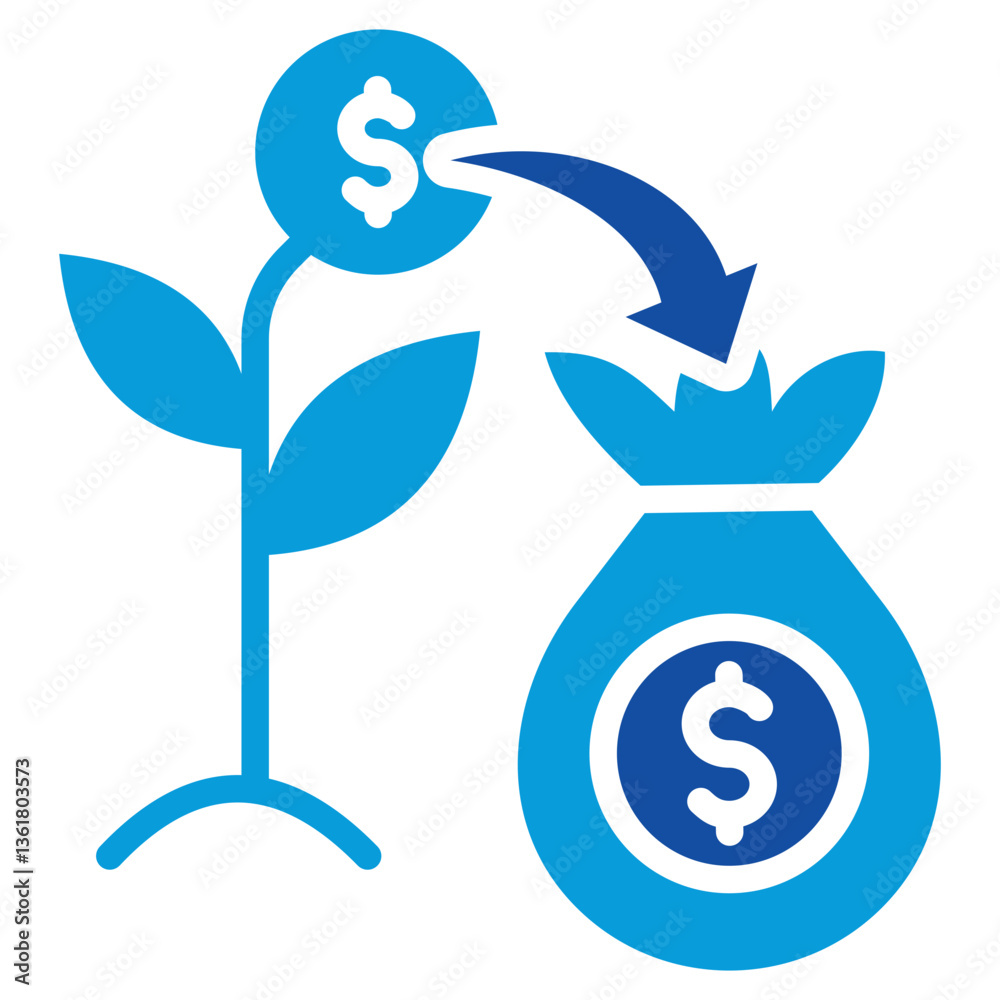 Investment Income Icon Dual Tone Color Style Investment Income Icon Dual Tone Color Style