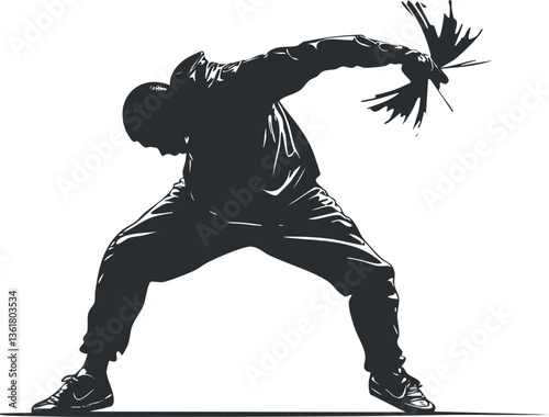 Dynamic street dance silhouette illustration for urban-themed designs.