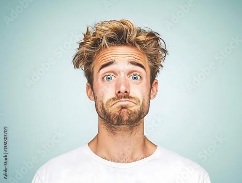 Sad Young Man Portrait.