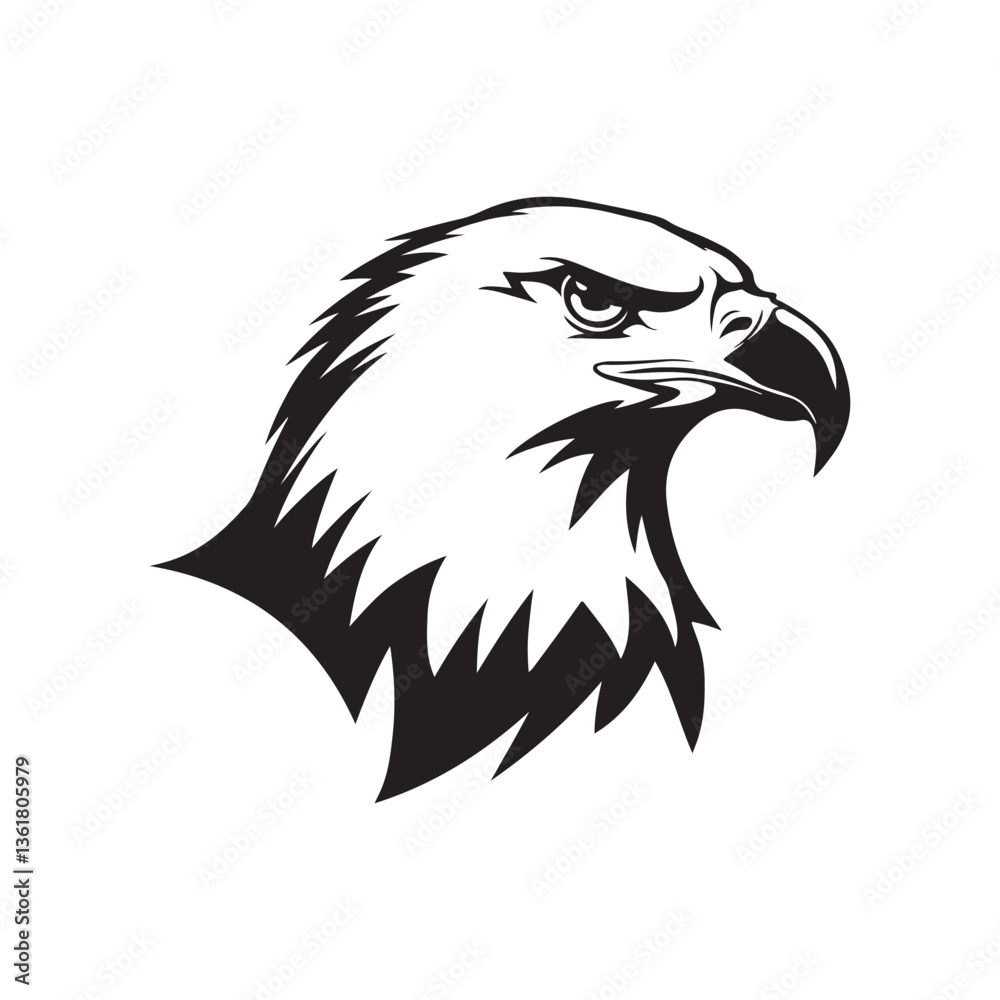 Fototapeta premium Silhouette eagle head vector isolate on white background 