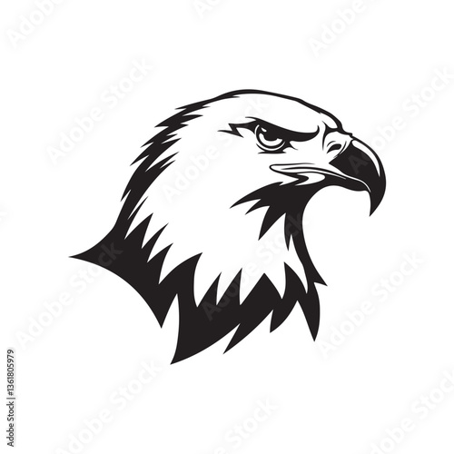 Silhouette eagle head vector isolate on white background 