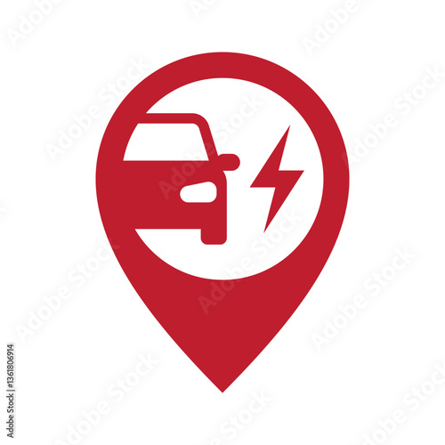 Electric car charge station map pointer, EV charging point GPS pin, Vector illustration