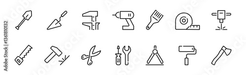Tools icon set. Tool line icon. Vector illustration