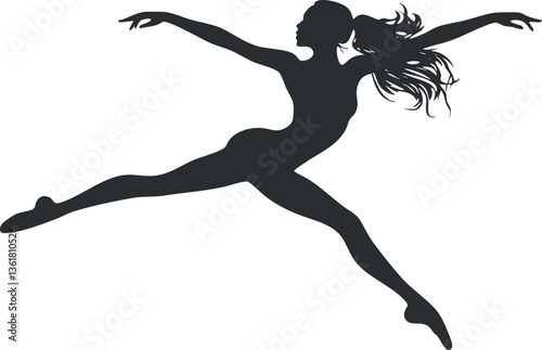 Silhouette of a jumping dancer, perfect for artistic and dance-themed designs.