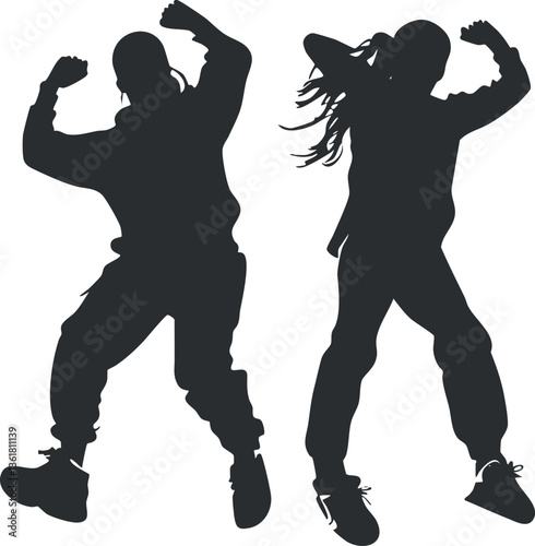 Dynamic dance silhouettes for urban-themed designs and creative projects.