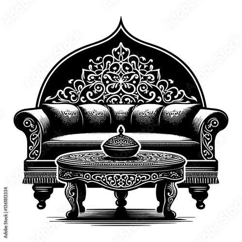 antique sofa isolated on black