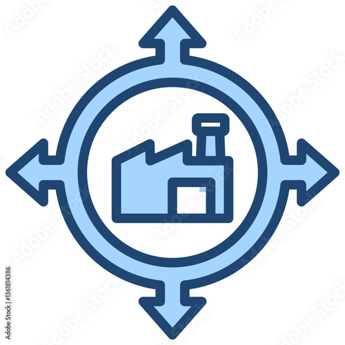Factory Expansion Icon Lineal Blue Style