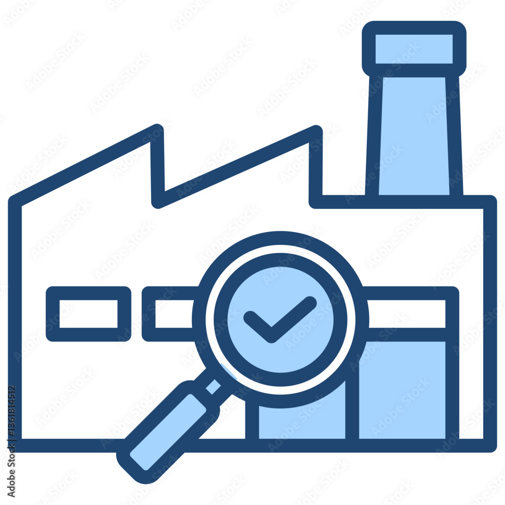 Factory Auditing Icon Lineal Blue Style Factory Auditing Icon Lineal Blue Style