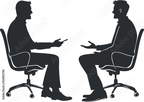 Silhouette of two professionals in a business meeting, perfect for office themes.