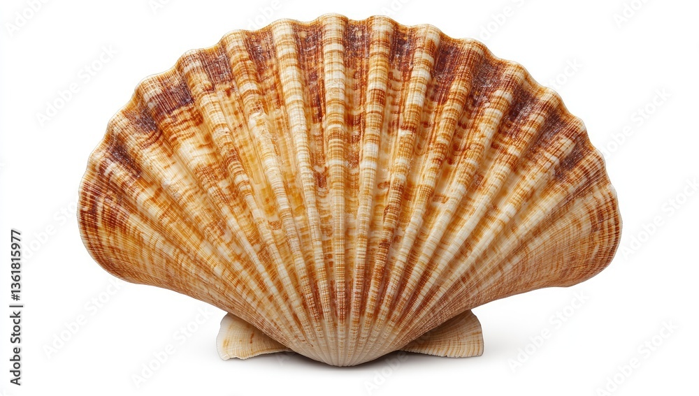 Seashell, fan-shaped, natural colors, isolated Seashell, fan-shaped, natural colors, isolated