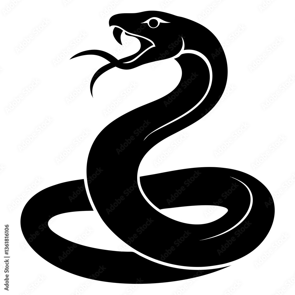 A vector silhouette of a snake coiled up A vector silhouette of a snake coiled up