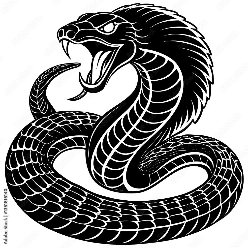 Fototapeta premium A vector silhouette of a snake coiled up