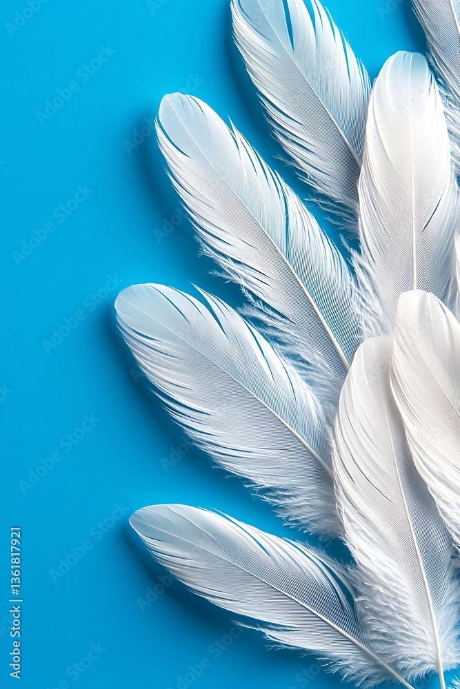 Naklejka premium White Feathers on Blue Background (1)