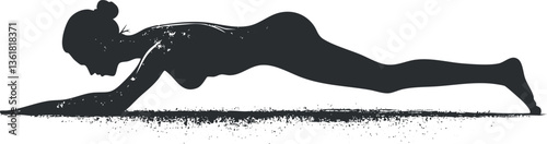 Silhouette of a woman in a yoga pose, ideal for fitness and wellness themes.