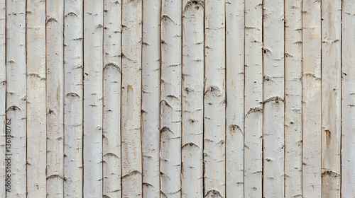 A seamless pattern of white birch tree trunks, showcasing their distinct bark texture and natural variations.