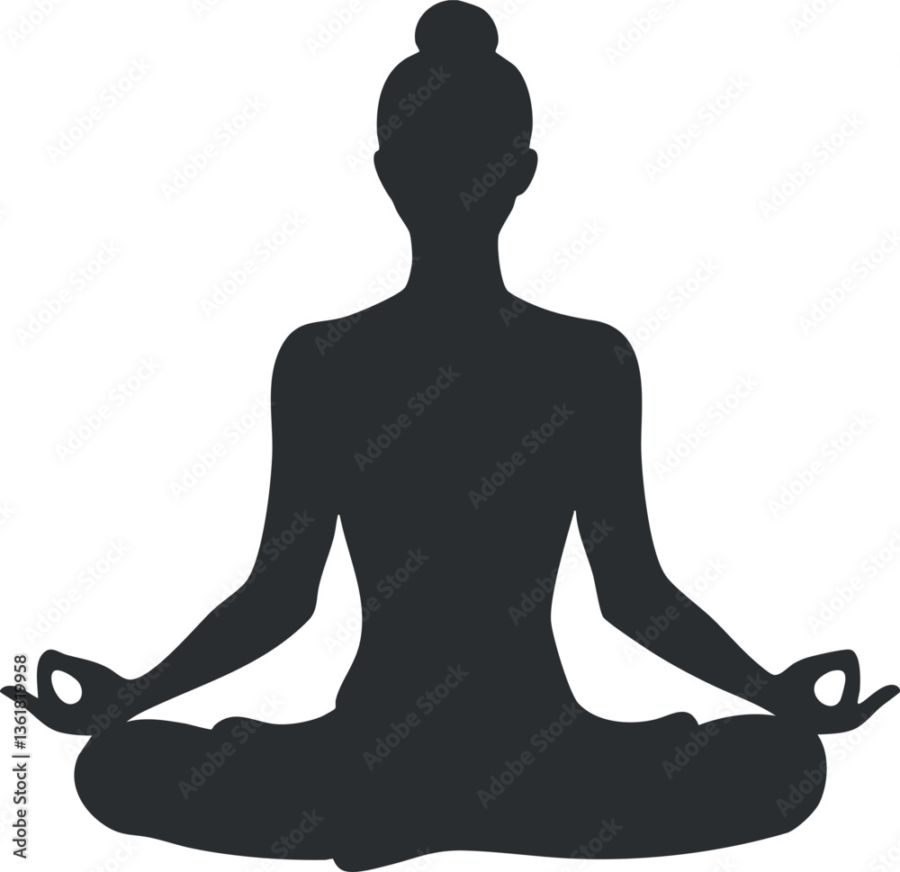 Silhouette of a person in meditative yoga pose for wellness and mindfulness themes. Silhouette of a person in meditative yoga pose for wellness and mindfulness themes.