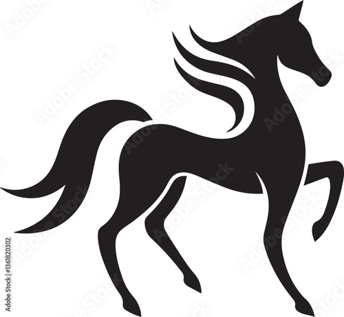 Elegant Black Horse Silhouette – Elegant Mustang Clipart for Logo & Design