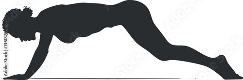 Silhouette of a woman in yoga pose for fitness and wellness themes.