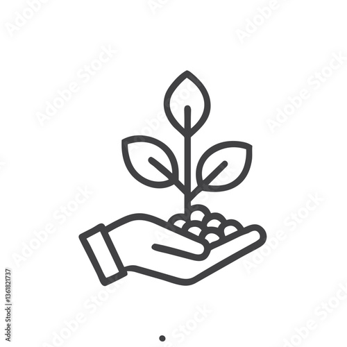 Tree Planting Hand Icon for Reforestation Campaigns, Environmental Conservation Websites, Sustainability Education, and Green Initiative Marketing Materials