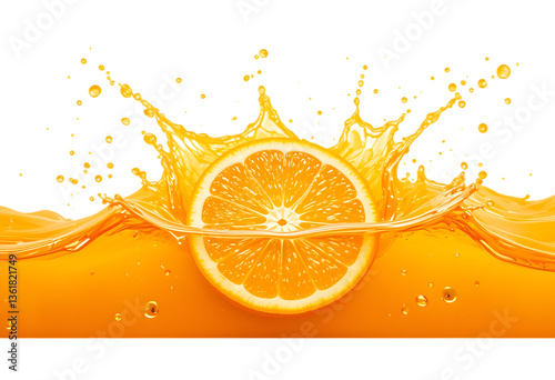 Juicy Orange Splashing isolated on transparent background