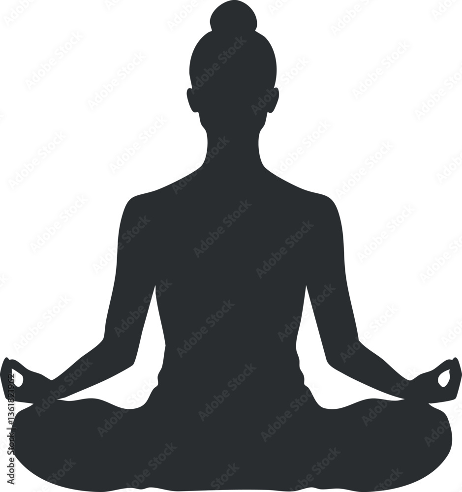 Silhouette of person in lotus yoga pose for meditation and wellness themes. Silhouette of person in lotus yoga pose for meditation and wellness themes.