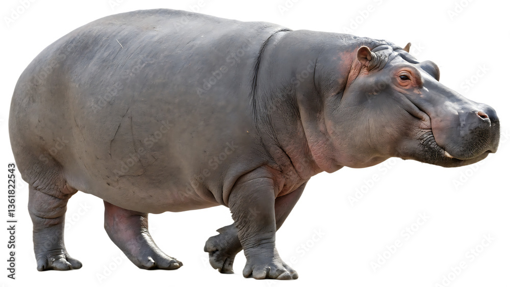 Hippo Yawning - Isolated on White Background as Transparent. PNG. AI GENERATED Hippo Yawning - Isolated on White Background as Transparent. PNG. AI GENERATED