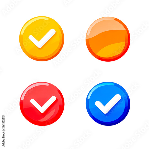 Free Download Four glossy toggle switch icons with check mark on transparent background - GFXLoad