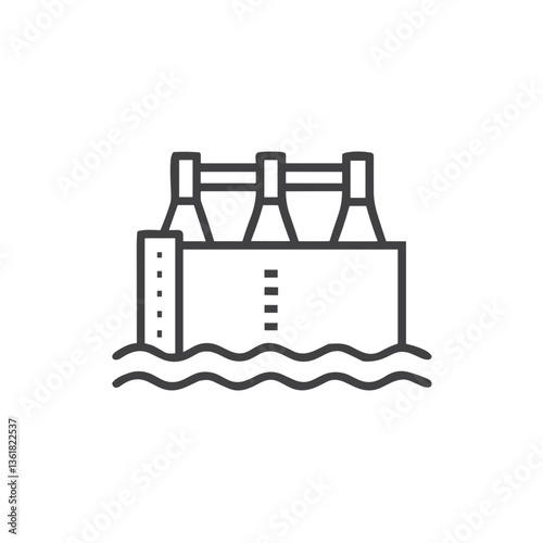 Hydroelectric Dam Icon for Renewable Energy Websites, Sustainable Power Education, Environmental Infographics, and Clean Energy Campaign Materials
