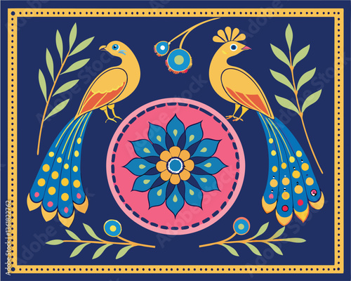 A set of floral borders with a border of flowers Colorful Rickshaw painting