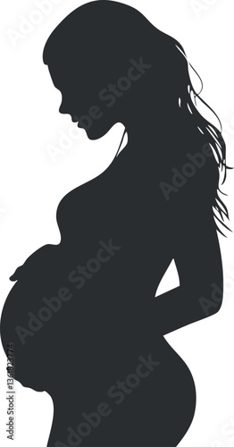 Silhouette of a pregnant woman for family and maternity themes in vector art.