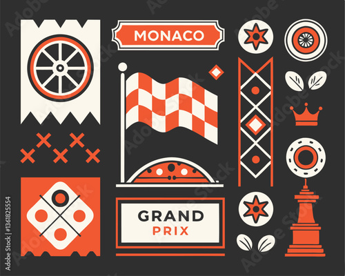 Set streetwear auto racing logo ideas for a clothing brand. Design vector typography for decals auto and t-shirt Monaco streetwear clothing y2k style