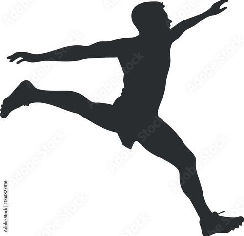 Silhouette of a jumping athlete, ideal for sports and fitness designs.