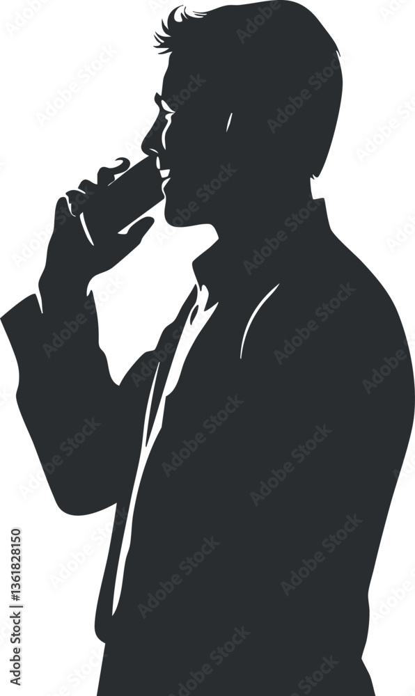 Silhouette of a man talking on the phone, ideal for communication themes. Silhouette of a man talking on the phone, ideal for communication themes.
