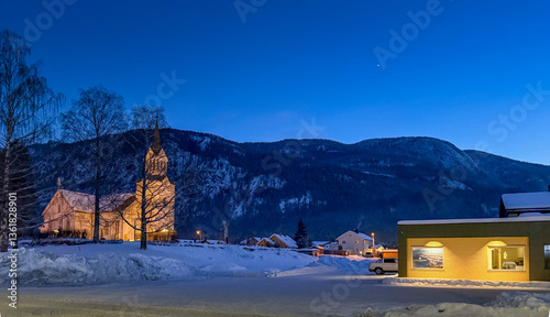 winter evening near the church