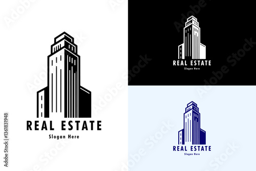 two tones cross position tower design, illustration, vector logo for residential, housing, apartment, flat, landlord, builders, construction, tourism, property firm, house, real estate, and more