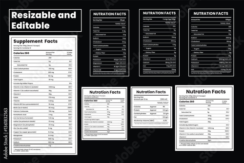 Nutrition Facts, Nutrition Facts Label, Supplement facts, Nutrition List, Vitamin Facts, Supplement list, Nutrition Tamplate, Supplement Tamplate