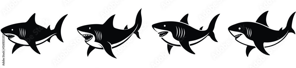 Shark Fish Vector Shilhouette Bundle Set Collection Shark Fish Vector Shilhouette Bundle Set Collection