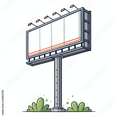 Design a vibrant promotional billboard using bold vector strokes.  Emphasize strong lines and impactful colors for maximum visual appeal.