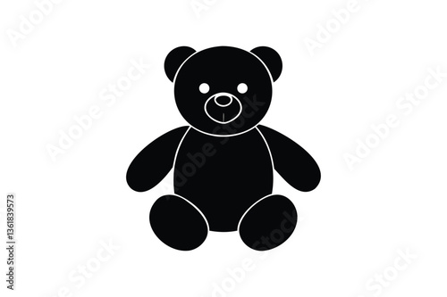 Teddy bear plush toy flat icon on white background