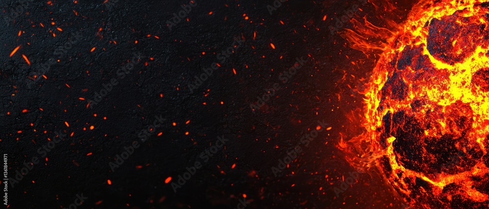 Fiery Embers and Burning Lava Ball Abstract Background Fiery Embers and Burning Lava Ball Abstract Background