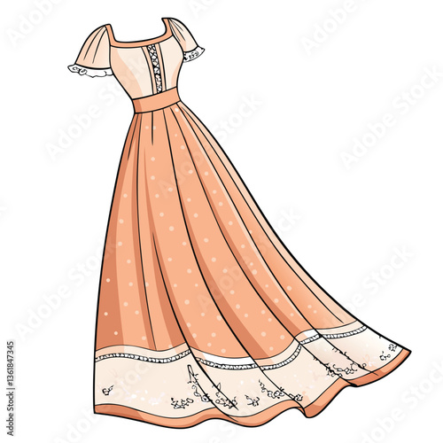 Design a vector illustration of a flowing maxi dress in soft pastel colors, featuring bold, graphic brushstrokes.  Emphasis on texture and movement.