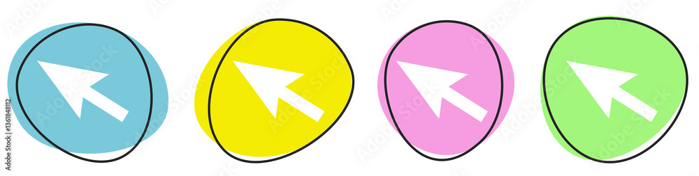 Banner mit 4 Buttons: Mauspfeil Banner mit 4 Buttons: Mauspfeil