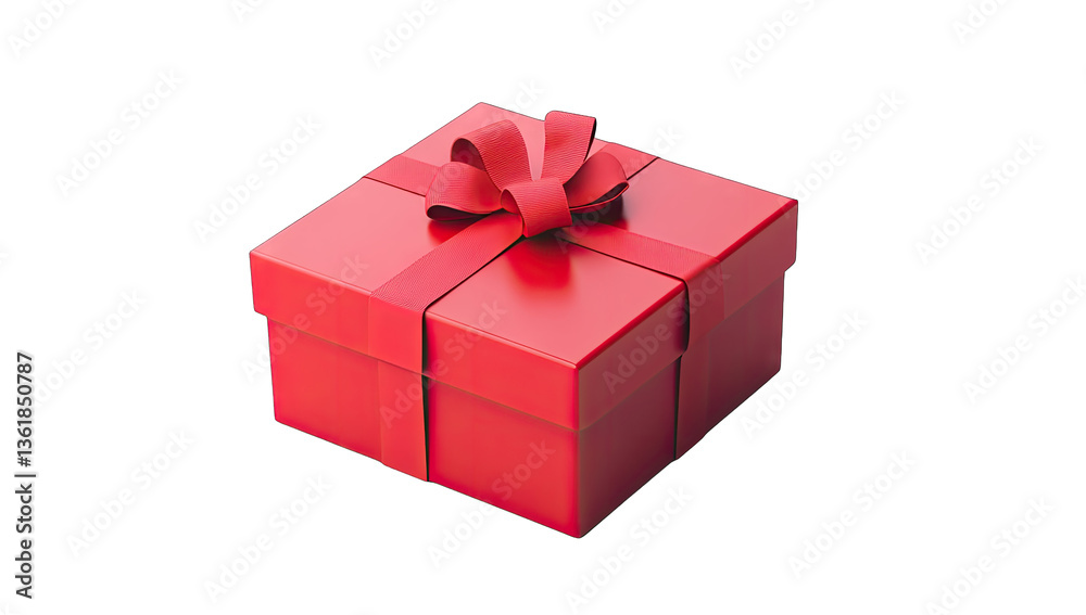 Obraz premium a vibrant red gift box with a matching ribbon symbolizing celebr