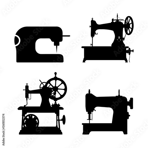 Swing Machine Black Silhouette Collection Vector Design