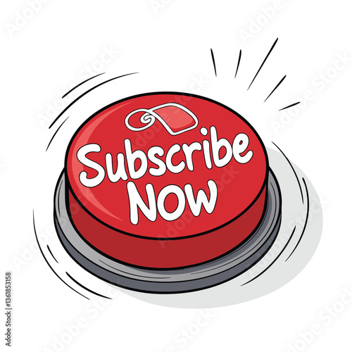 Design a vibrant vector graphic featuring bold brush strokes surrounding a prominent "Subscribe Now" button.  Illustrate a strong call to action.